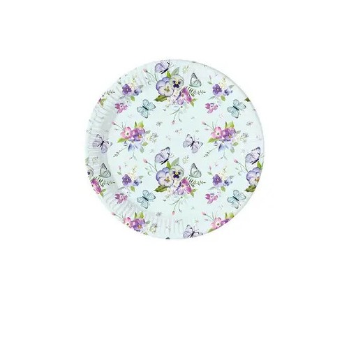 Butterfly Turquoise paper plate 8 pcs 20 cm FSC