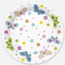 Butterfly With Flowers 18 cm paper plate, set of 8