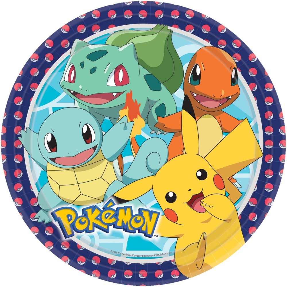 Pokémon Initial paper plate pack of 8, 23 cm