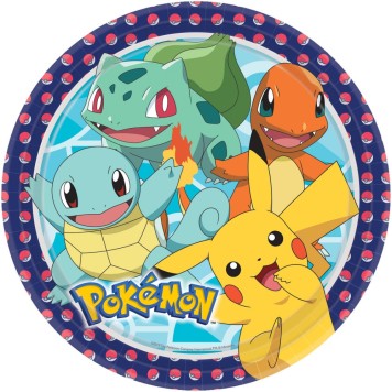 Pokémon Initial paper plate pack of 8, 23 cm