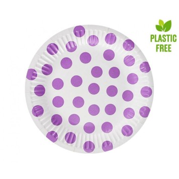 Colour Lavender Polka Dots Polka Dot Paper Plate 6 pcs 18 cm