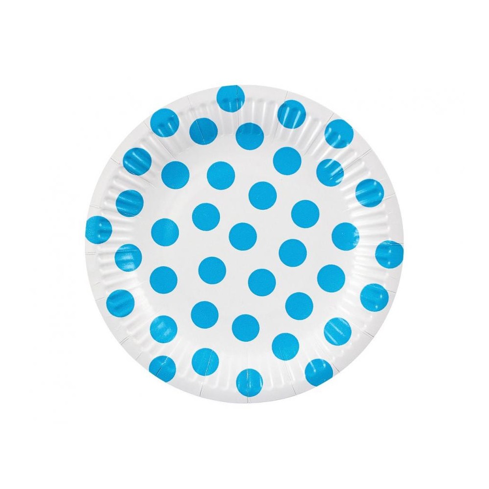 Colour Sky Blue Polka Dot Polka Dot Paper Plate 6 pcs 18 cm