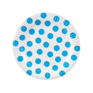 Colour Sky Blue Polka Dot Polka Dot Paper Plate 6 pcs 18 cm
