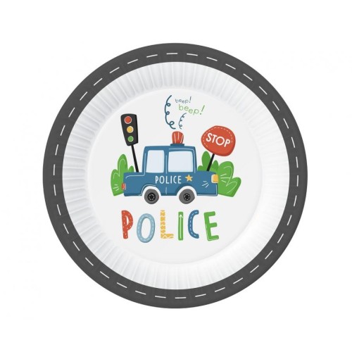 Police Beep paper plate 6 pcs 23 cm