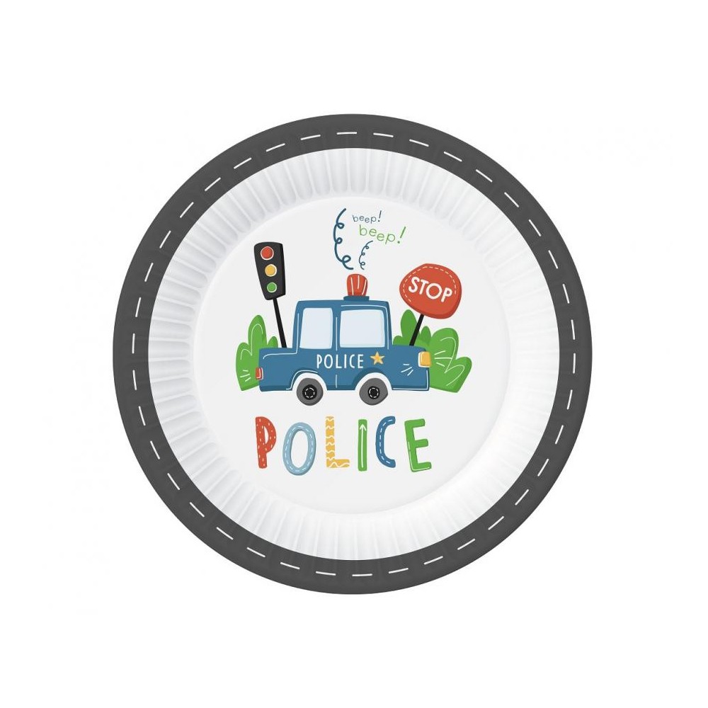 Police Beep paper plate 6 pcs 23 cm
