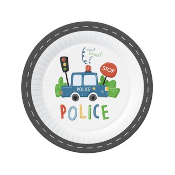 Police Beep paper plate 6 pcs 23 cm
