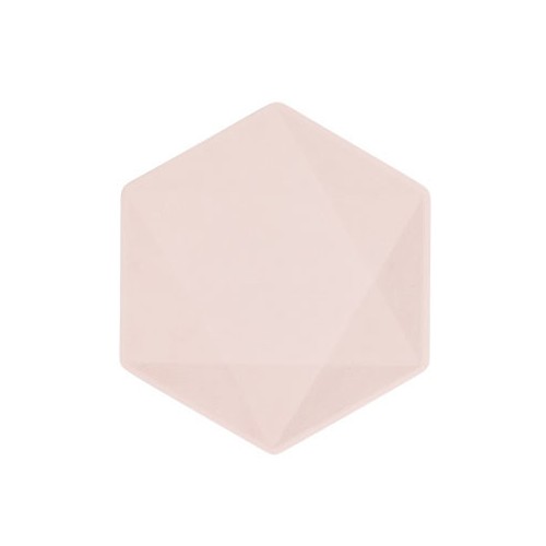 Colour Vert Decor Pink Hexagonal Flat Plate Set of 6, 15.8 cm