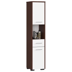 Colonne meuble étagère de salle de bain 2 portes 1 tiroirs 140x30X30 cm Marron