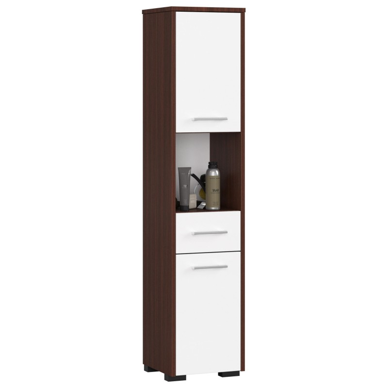 Colonne meuble étagère de salle de bain 2 portes 1 tiroirs 140x30X30 cm Marron Colonne meuble étagère de salle de bain 2 portes 1 tiroirs 140x30X30 cm Marron