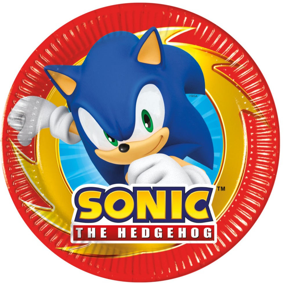 Sonic the Hedgehog Sega Sonic the Hedgehog paper plate, 8 pcs, 20 cm, FSC