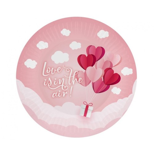 Love Love Is In The Air Pink paper plate set of 6 18 cm