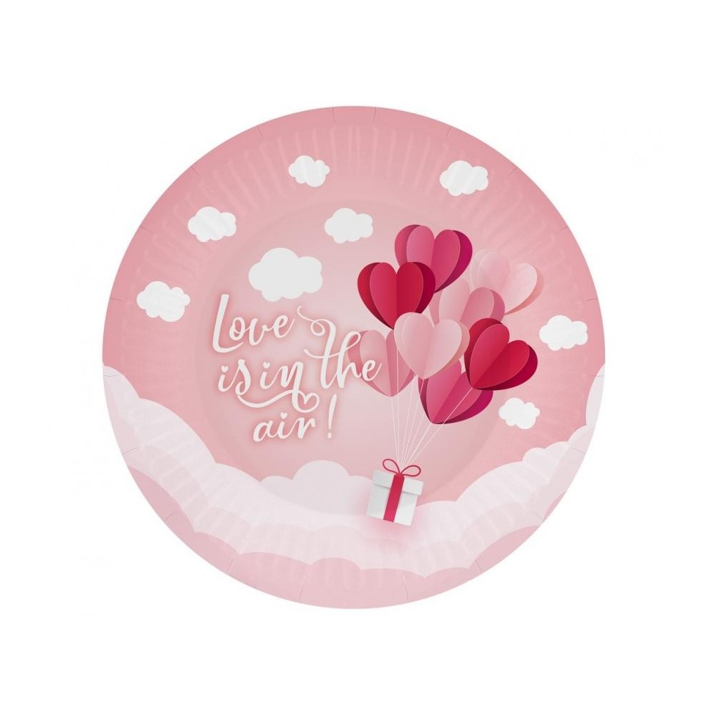 Love Love Is In The Air Pink paper plate set of 6 18 cm