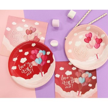 Love Love Is In The Air Pink paper plate set of 6 18 cm
