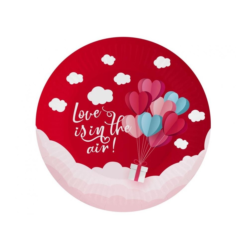 Love Love Is In The Air Red paper plate 6 pcs 18 cm