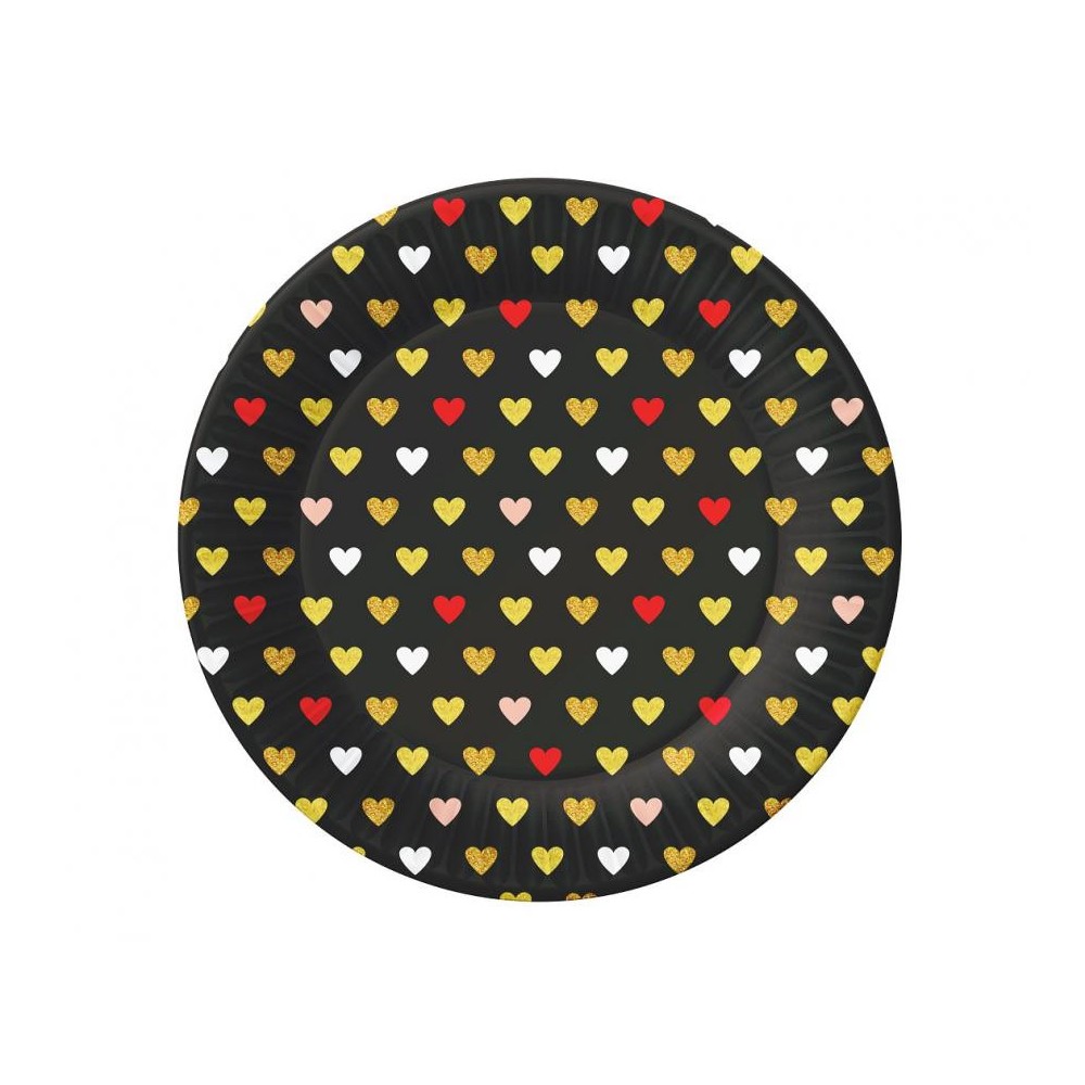 Love XOXO Black paper plates 6 pcs 18 cm