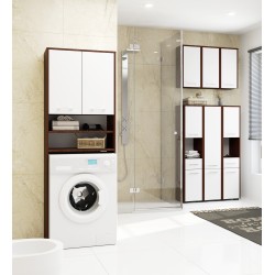 Colonne meuble étagère de salle de bain 2 portes 1 tiroirs 140x30X30 cm Marron
