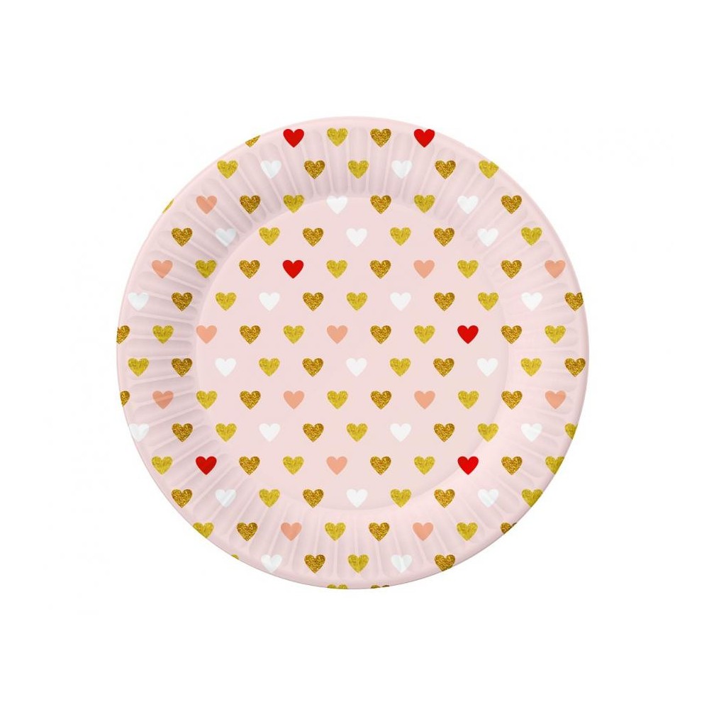 Love XOXO Pink paper plate 6 pcs 18 cm