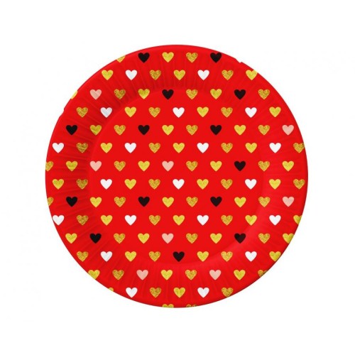 Love XOXO Red paper plate 6 pcs 18 cm