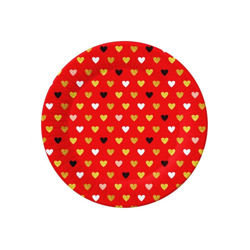 Love XOXO Red paper plate 6 pcs 18 cm