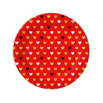 Love XOXO Red paper plate 6 pcs 18 cm
