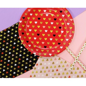 Love XOXO Red paper plate 6 pcs 18 cm
