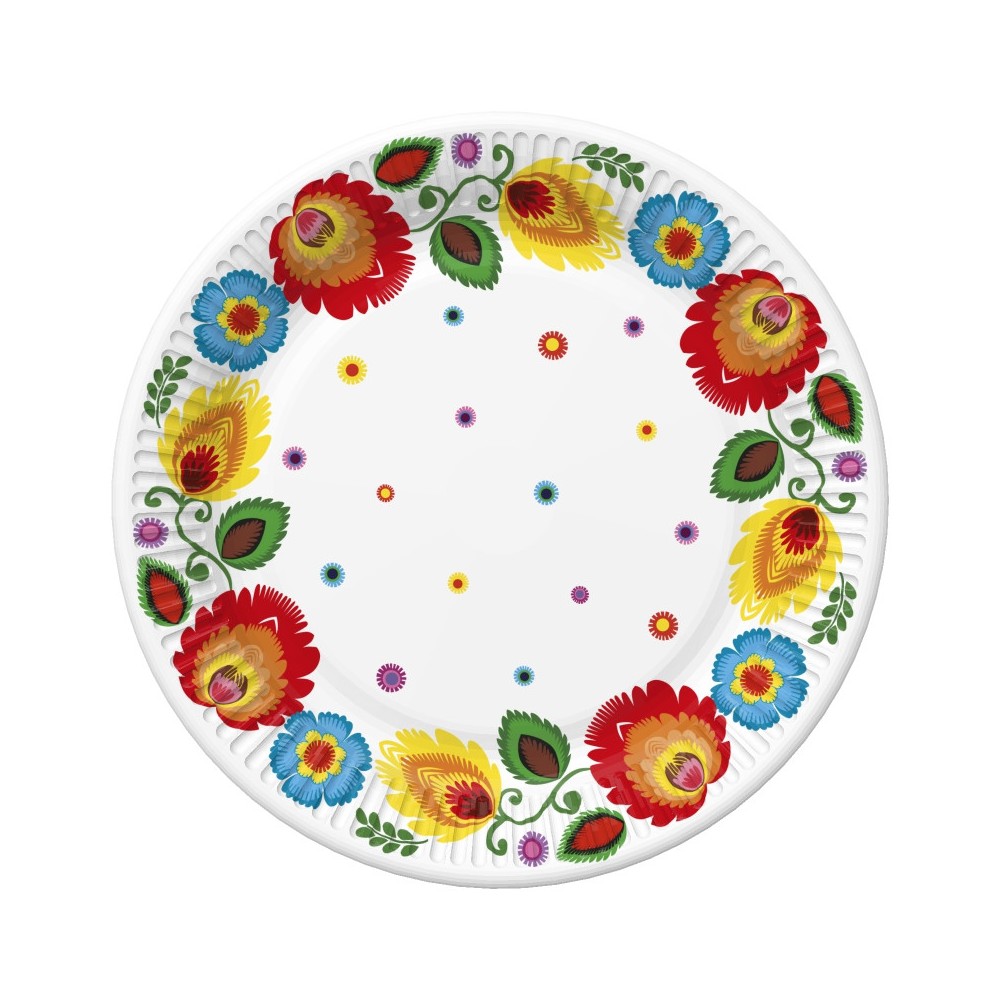 Colour Cutout paper plate, set of 8, 18 cm