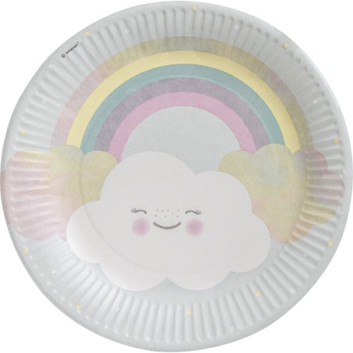Rainbow Rainbow and Cloud and Cloud paper plate set of 8, 23 cm