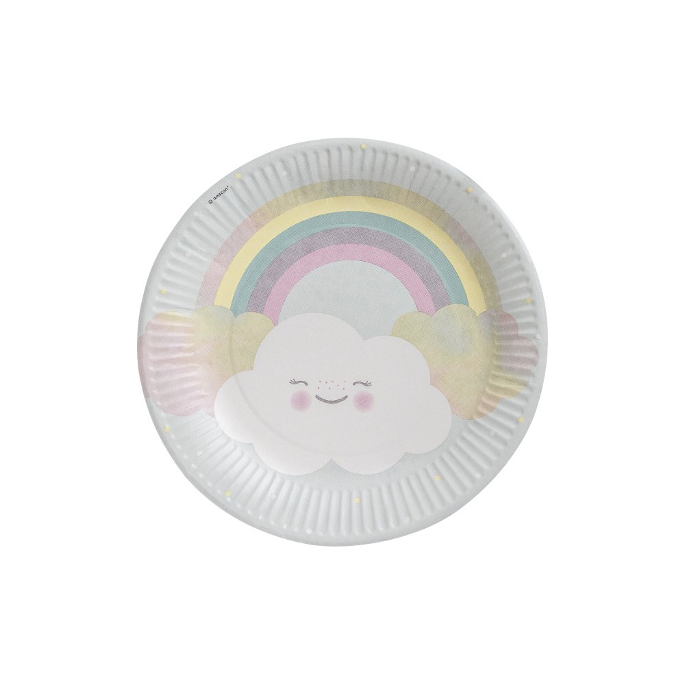 Rainbow Rainbow and Cloud and Cloud paper plate set of 8, 23 cm