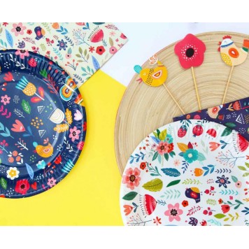 Spring Have Fun Light paper plate set of 6, 18 cm