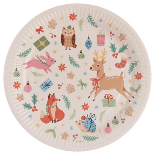 Christmas Winter Woodland Winter Forest Paper Plate set of 8, 23 cm