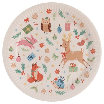 Christmas Winter Woodland Winter Forest Paper Plate set of 8, 23 cm