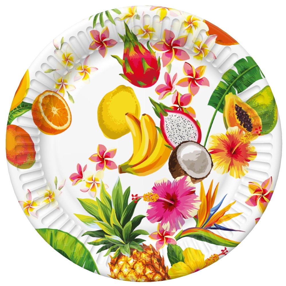 Colour Mix Tropical Paper Plate Set 8 pcs 18 cm