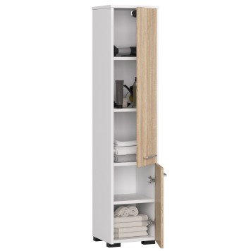 Colonne meuble étagère salle de bains  2 portes 30X30X 140cm Marron