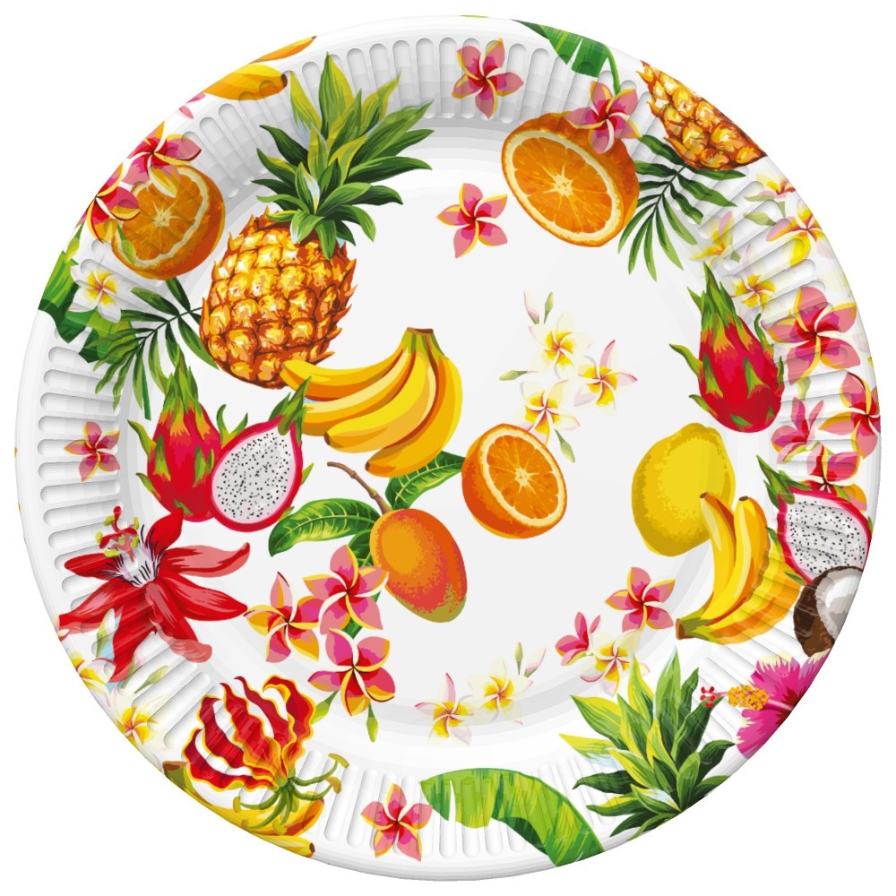 Colour Mix Tropical Paper Plate Set of 8, 22.7 cm