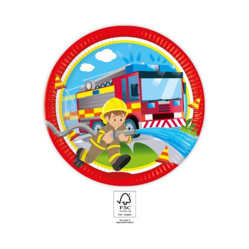 Fireman Rescue paper plate 8 pcs 23 cm FSC