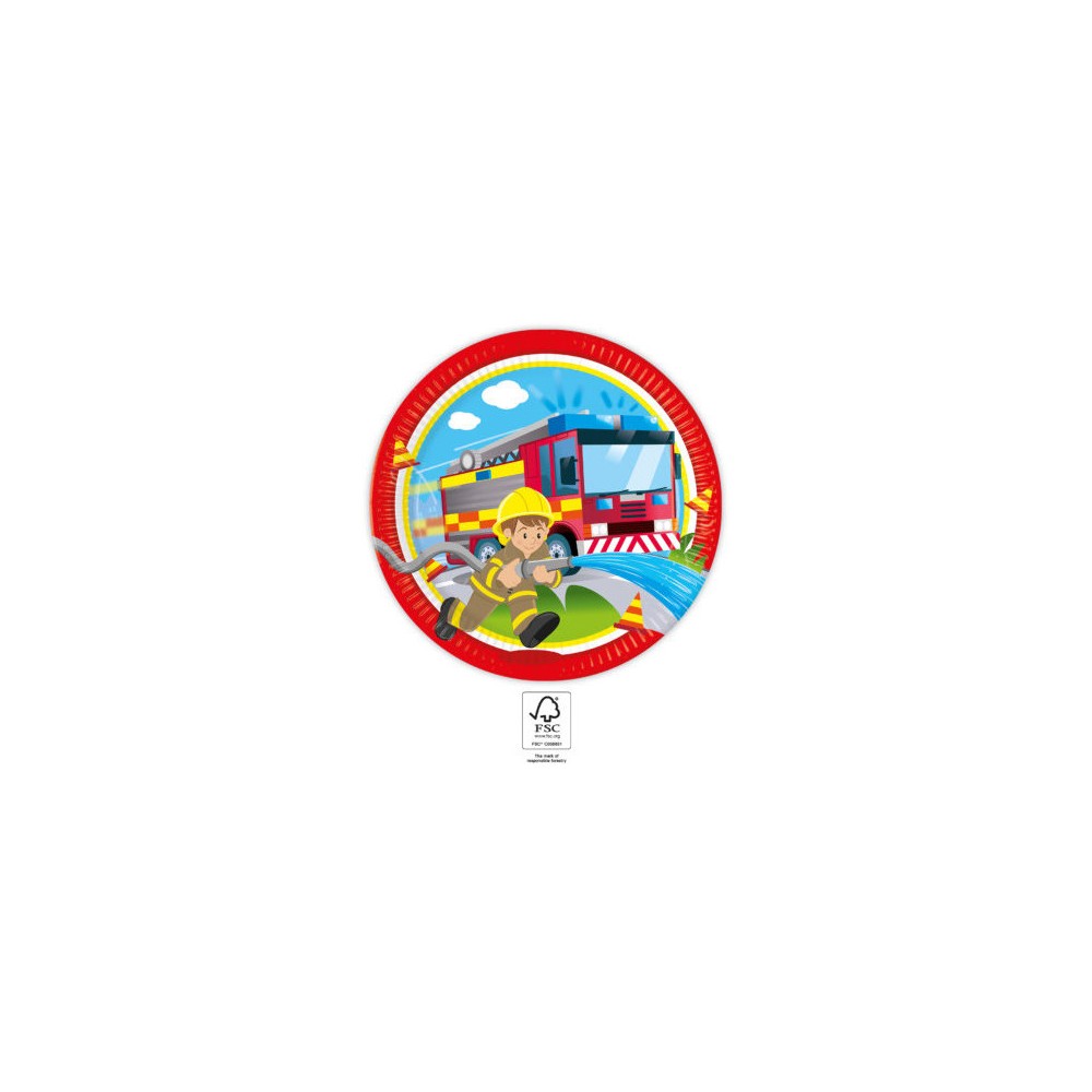 Fireman Rescue paper plate 8 pcs 23 cm FSC