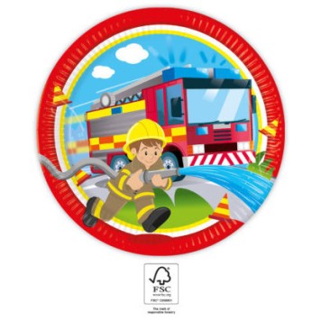 Fireman Rescue paper plate 8 pcs 23 cm FSC