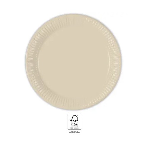 Colour Unicolour Beige, Beige Paper Plate 8 pcs 23 cm FSC