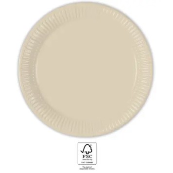 Colour Unicolour Beige, Beige Paper Plate 8 pcs 23 cm FSC