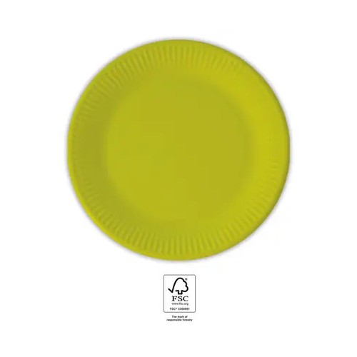 Colour Unicolour Lime Green, Green Paper Plate 8 pcs 20 cm FSC