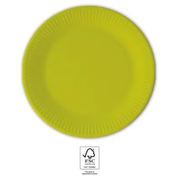 Colour Unicolour Lime Green, Green Paper Plate 8 pcs 20 cm FSC