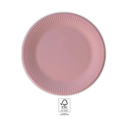 Colour Unicolour Pink, Pink Paper Plate 8 pcs 20 cm FSC