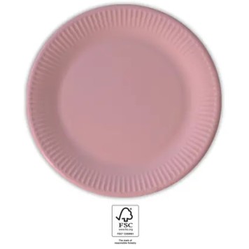 Colour Unicolour Pink, Pink Paper Plate 8 pcs 20 cm FSC
