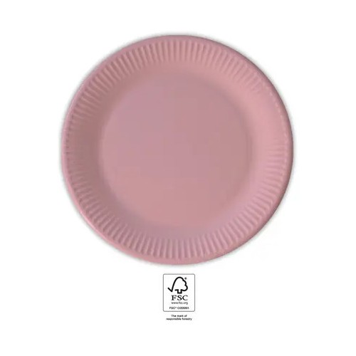 Colour Unicolour Pink Paper Plate 8 pcs 23 cm FSC