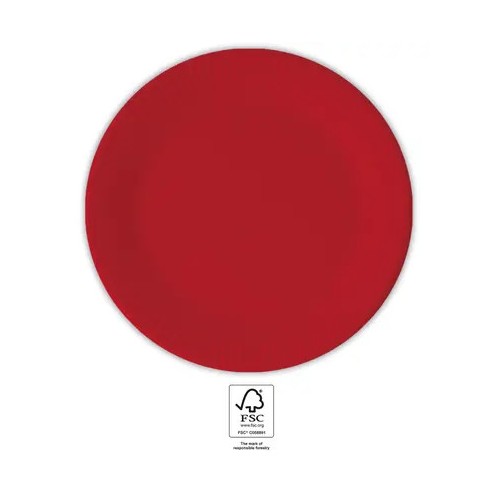 Colour Unicolour Red, Red Paper Plate 8 pcs 20 cm FSC