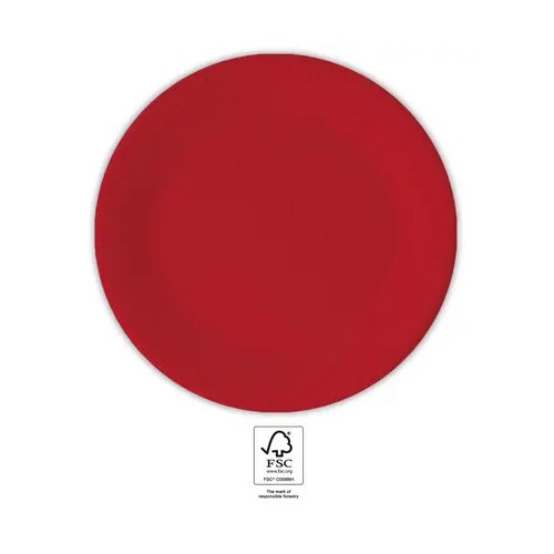 Colour Unicolour Red, Red Paper Plate 8 pcs 23 cm FSC