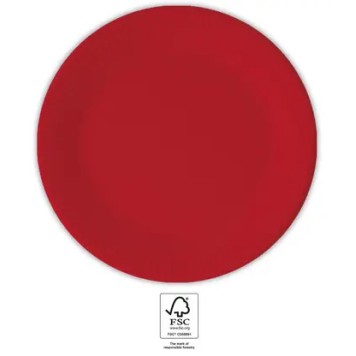 Colour Unicolour Red, Red Paper Plate 8 pcs 23 cm FSC