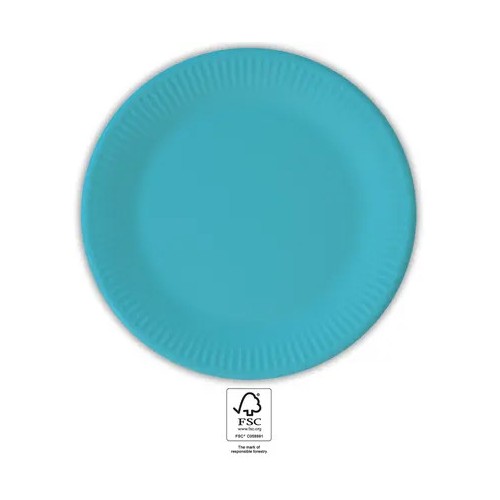 Colour Unicolour Turquoise, Blue Paper Plate 8 pcs 23 cm FSC