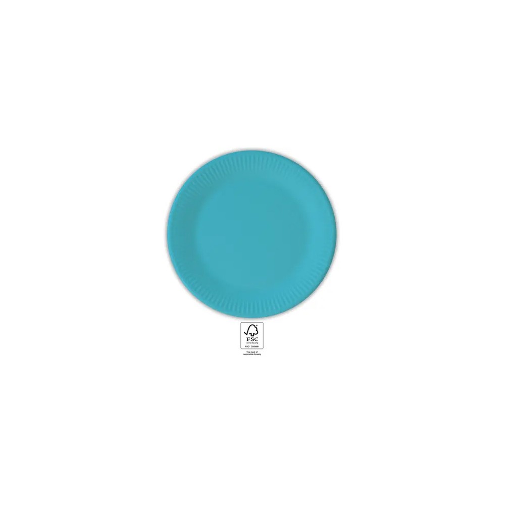 Colour Unicolour Turquoise, Blue Paper Plate 8 pcs 23 cm FSC