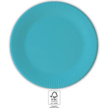 Colour Unicolour Turquoise, Blue Paper Plate 8 pcs 23 cm FSC